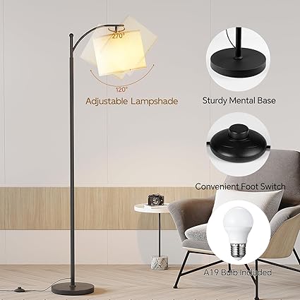 Luminária de Chão Arqueada com Lâmpadas LED