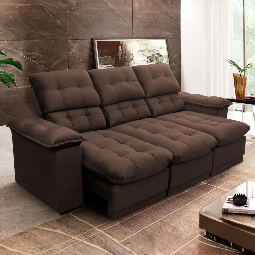 Sofá Retrátil Reclinável Suede Velut