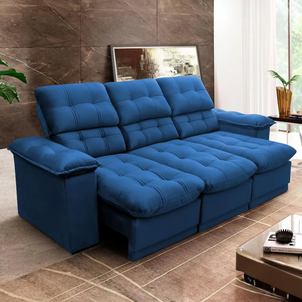 Sofá Retrátil Reclinável Suede Velut