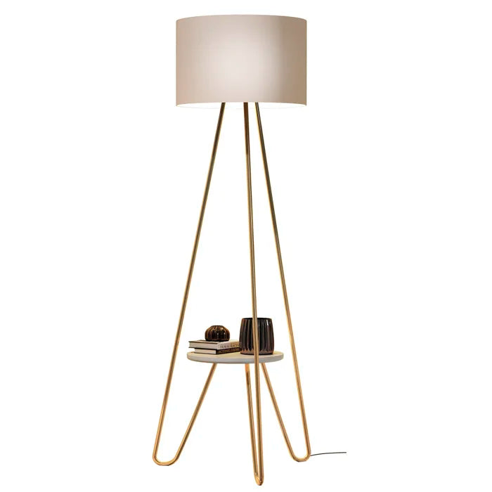 Luminária Abajur de Chão Estilo Industrial Vintage Dourado